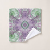 Moderne Abstracte Fractale Paarse en Groene Ontwer Bad Handdoek (Wasdoekje)