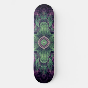 Moderne Abstracte Fractale Paarse en Groene Ontwer Persoonlijk Skateboard