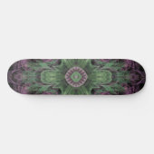 Moderne Abstracte Fractale Paarse en Groene Ontwer Skateboard (Horizontaal)
