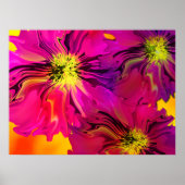 Moderne Abstracte Fuchsia (Magenta) bloemen Poster (Voorkant)