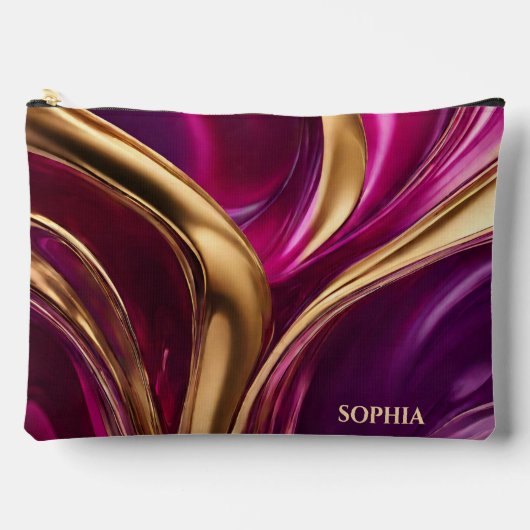Moderne Abstracte Fuchsia Roze en Goud Etui (Voorkant)