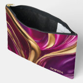 Moderne Abstracte Fuchsia Roze en Goud Etui (Open)