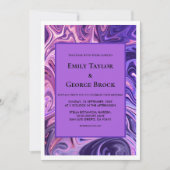 Moderne Abstracte galaxy Art Wavy Blue Chic Weddin Kaart (Voorkant)