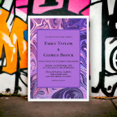 Moderne Abstracte galaxy Art Wavy Blue Chic Weddin Kaart