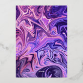 Moderne Abstracte galaxy Art Wavy Blue Gold Weddin Folie Uitnodiging (Achterkant)