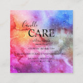 Moderne Abstracte galaxy Waterverf Kandle Care Vierkante Visitekaartje (Achterkant)