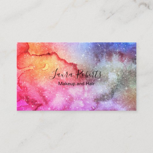 Moderne Abstracte galaxy Waterverf Visitekaartje (Voorkant)