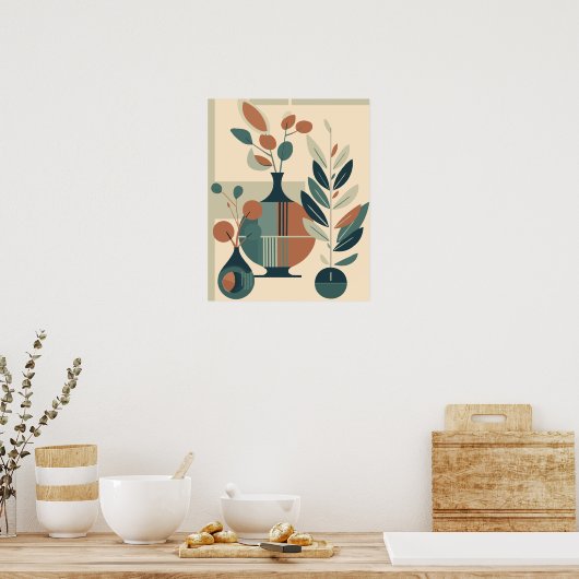 Moderne Abstracte gassen en Planten uit het midden Poster (Keuken)