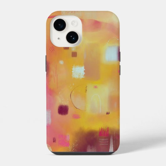 Moderne Abstracte Geel iPhone Hoesje (Achterkant)