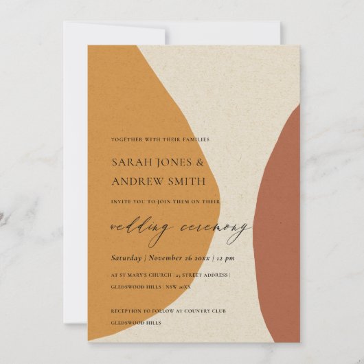 MODERNE ABSTRACTE-GEEL-TERRACOTTA-KUNSTGEBREK KAART (Voorkant)