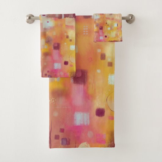 Moderne Abstracte Geel Waterverf Kunst Bad Handdoek (Insitu)