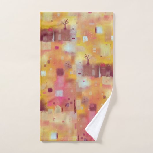 Moderne Abstracte Geel Waterverf Kunst Bad Handdoek (Handdoek)