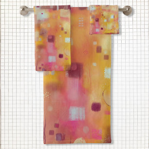 Moderne Abstracte Geel Waterverf Kunst Bad Handdoek