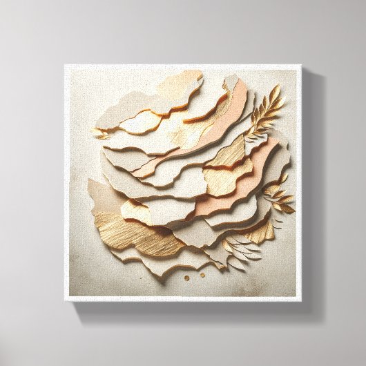 Moderne Abstracte Gelaagde Papierkunst - Elegant N Canvas Afdruk (Voorkant)