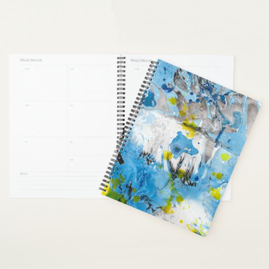 Moderne Abstracte gele blauwe groene Sjabloon Tren Planner (Display)
