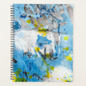 Moderne Abstracte gele blauwe groene Sjabloon Tren Planner (Voorkant)