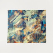 Moderne Abstracte Gele Blauwe Kwaststreken Kunst Wandkleed (Voorkant (horizontaal))