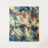 Moderne Abstracte Gele Blauwe Kwaststreken Kunst Wandkleed (Voorkant)