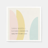 Moderne Abstracte Gele Blush Aqua Blauwe Trouw Servet (Voorkant)