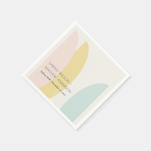 Moderne Abstracte Gele Blush Aqua Blauwe Trouw Servet (Hoek)