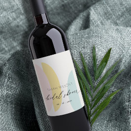 Moderne Abstracte Gele Blush Aqua Vrijgezellenfees Wijn Etiket