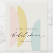 Moderne Abstracte Gele Blush Aqua Vrijgezellenfees Wijn Etiket (Enkel label)