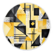 Moderne Abstracte Gele en Zwarte Waterverf Keramische Knop (Voorkant)