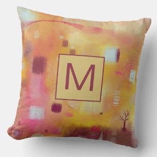 Moderne Abstracte Gele Monogram Kussen