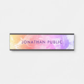 Moderne Abstracte gele Oranje Paarse marmer Deurbordje (Voorkant)