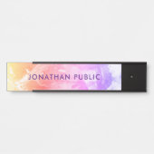 Moderne Abstracte gele Oranje Paarse marmer Deurbordje (Voorkant)