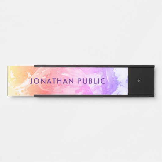 Moderne Abstracte gele Oranje Paarse marmer Deurbordje (Voorkant)