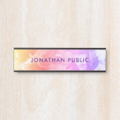 Moderne Abstracte gele Oranje Paarse marmer Deurbordje (Voorkant)