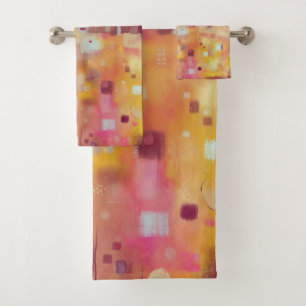 Moderne Abstracte Gele Waterverf Kunst Bad Handdoek