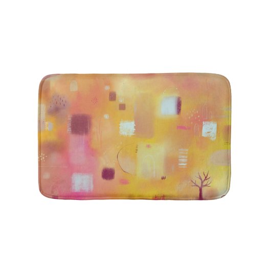 Moderne Abstracte gele Waterverf kunst Badmat (Voorkant)