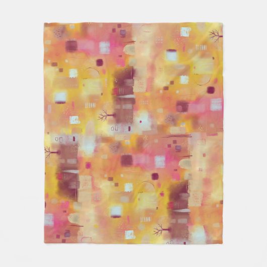 Moderne Abstracte gele Waterverf kunst Fleece Deken (Voorkant)