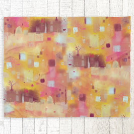 Moderne Abstracte gele Waterverf kunst Fleece Deken