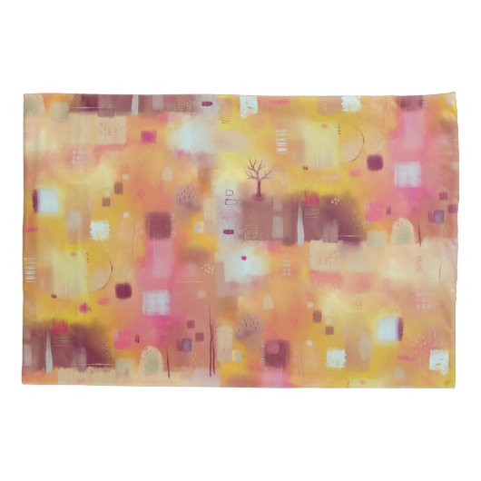 Moderne Abstracte gele Waterverf kunst Kussensloop (Achterkant-Links)