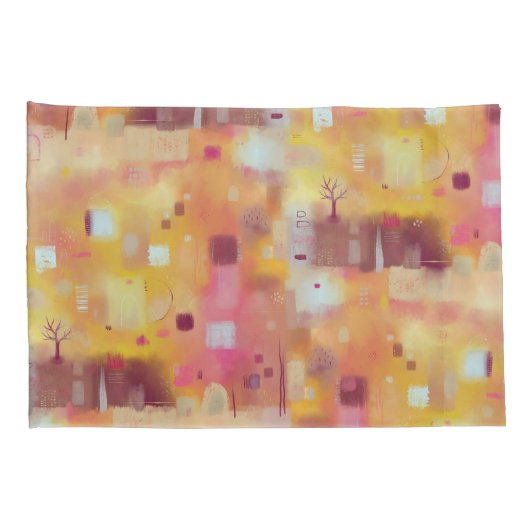 Moderne Abstracte gele Waterverf kunst Kussensloop (Achterkant-Rechts)