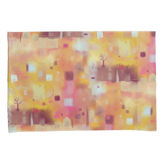 Moderne Abstracte gele Waterverf kunst Kussensloop (Voorkant-Rechts)