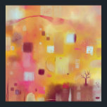 Moderne Abstracte gele Waterverf Poster<br><div class="desc">Een hedendaagse moderne abstracte waterverf schilderij in warme kleuren. Geel,  roze,  oranje en crème. Originele kunst van Nic Squirrell.</div>