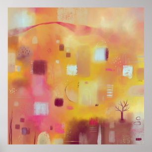 Moderne Abstracte gele Waterverf Poster