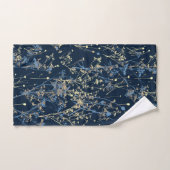 Moderne Abstracte gele wilde bloemen op donkerblau Bad Handdoek (Handdoek)