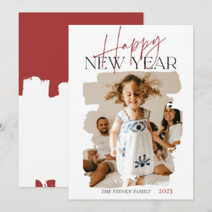 Moderne abstracte, gelukkige nieuwjaarsuitdrukking feestdagenkaart