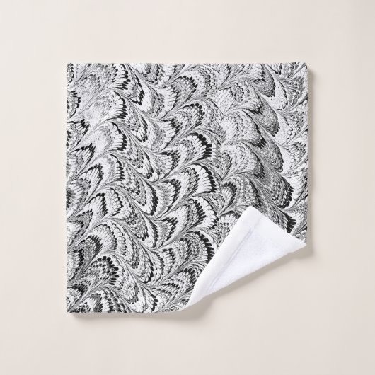 Moderne Abstracte gemarmerde textuur zwart-wit Bad Handdoek (Wasdoekje)