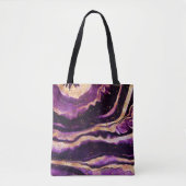 Moderne Abstracte Geode Donk Paars Roze Gold Agate Tote Bag (Voorkant)