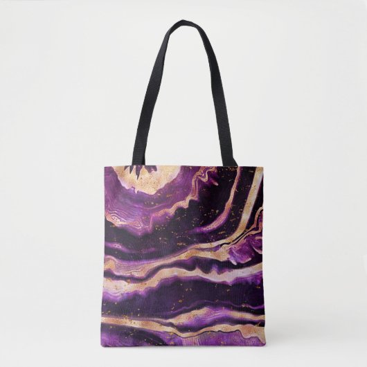 Moderne Abstracte Geode Donk Paars Roze Gold Agate Tote Bag (Voorkant)