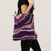 Moderne Abstracte Geode Donk Paars Roze Gold Agate Tote Bag (Dichtbij)