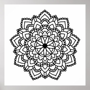 Moderne Abstracte Geometric Black Mandala Poster