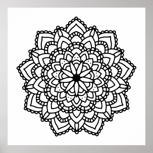 Moderne Abstracte Geometric Black Mandala Poster (Voorkant)