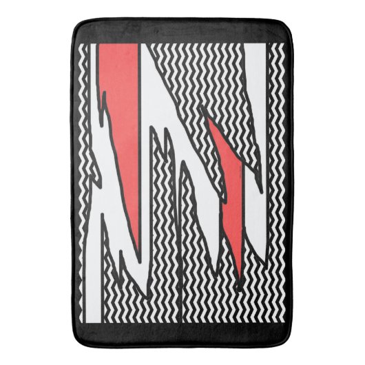 Moderne Abstracte Geometric Red Black — grote badm Badmat (Voorkant Verticaal)